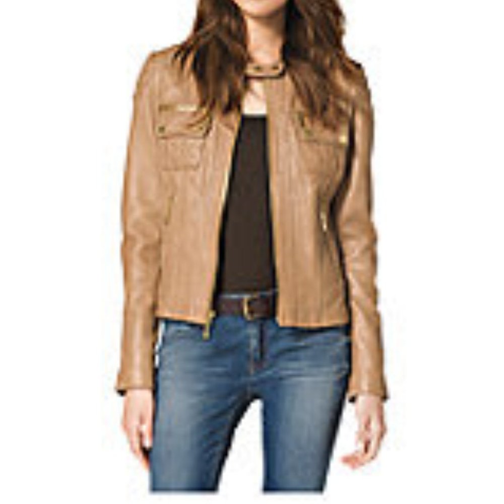 Michael Kors Zip-Front Leather Jacket